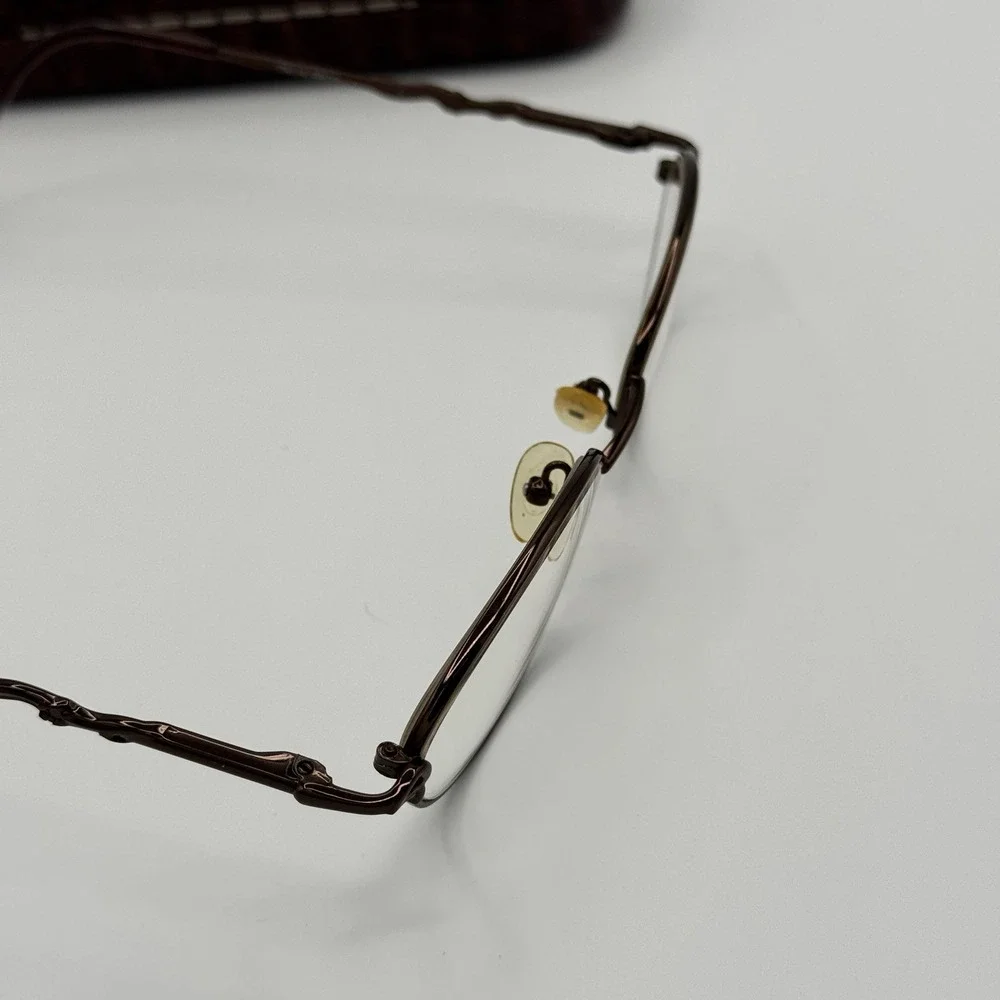 Vintage Round Metal Eyeglass Frames Brown Italia Dark Academia Librarian READ